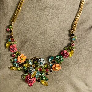 Floral Statement Necklace with Gold Chain